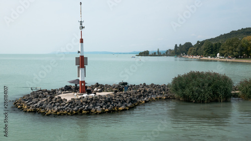 Rock island in lake