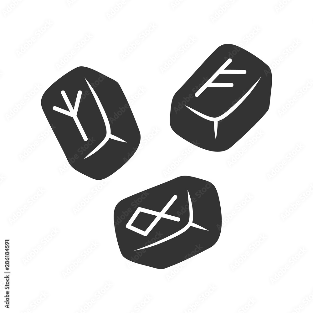 Rune stones glyph icon. Silhouette symbol. Scandinavian, nordic