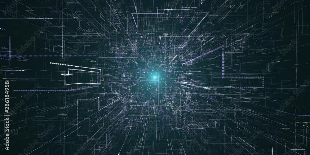 Amazing Animation 3D of Flying through Data Network