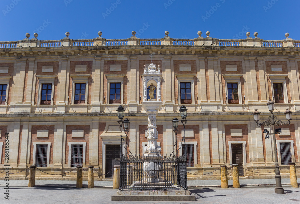 Facade of the historic Archivo de Indias building in Sevilla, Spain