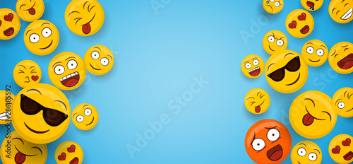 Fun smiley face icons copy space background