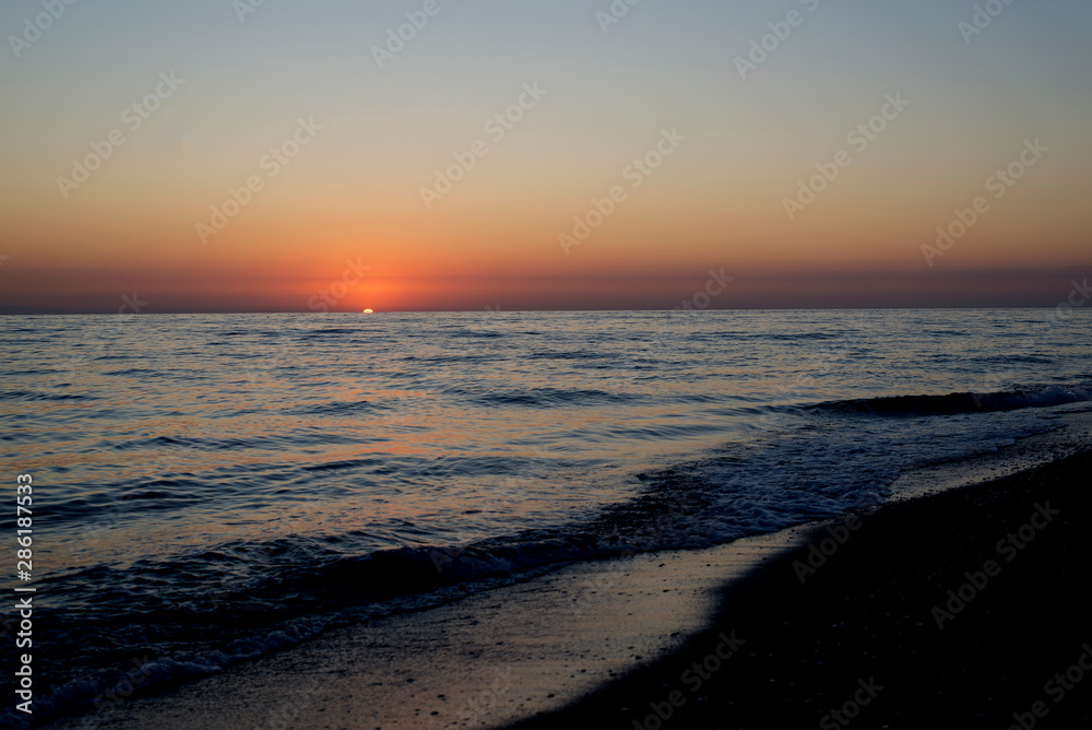 Beautiful sunrise and sea background