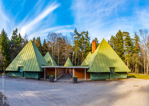 Photography Visitors center at the Skogskyrkogarden, Unesco-listed cemetery, in Stockholm, S
