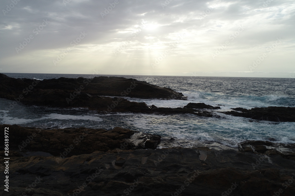 sunset on the cliffs that bathe the Atlantic Ocean