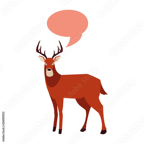 deer happy autumn season flat design