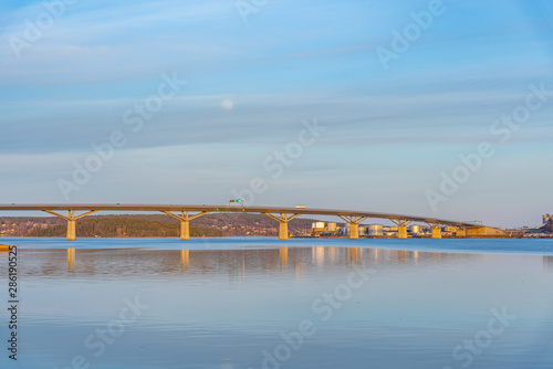 Sundsvallsbron bridge over a bay at the Bothnian sea near Sundsvall, Sweden photo