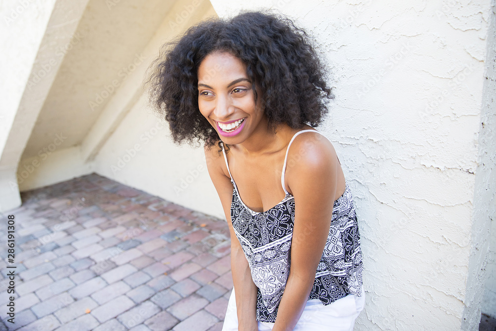 Portrait of pretty African American woman outside Portrait of pretty African American woman outside