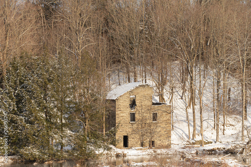 Old stone Building in the winter