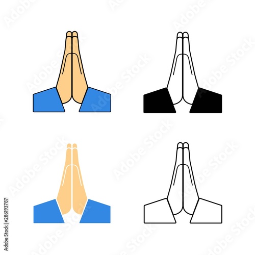 Vector folded hands icon on a white background