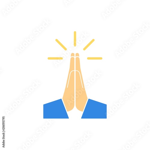 Vector folded hands icon on a white background