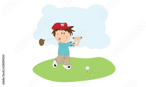 Boy Golfing