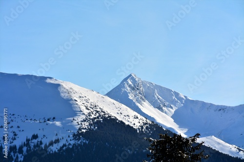 Rodna mountains seen from the Prislop pass in winter