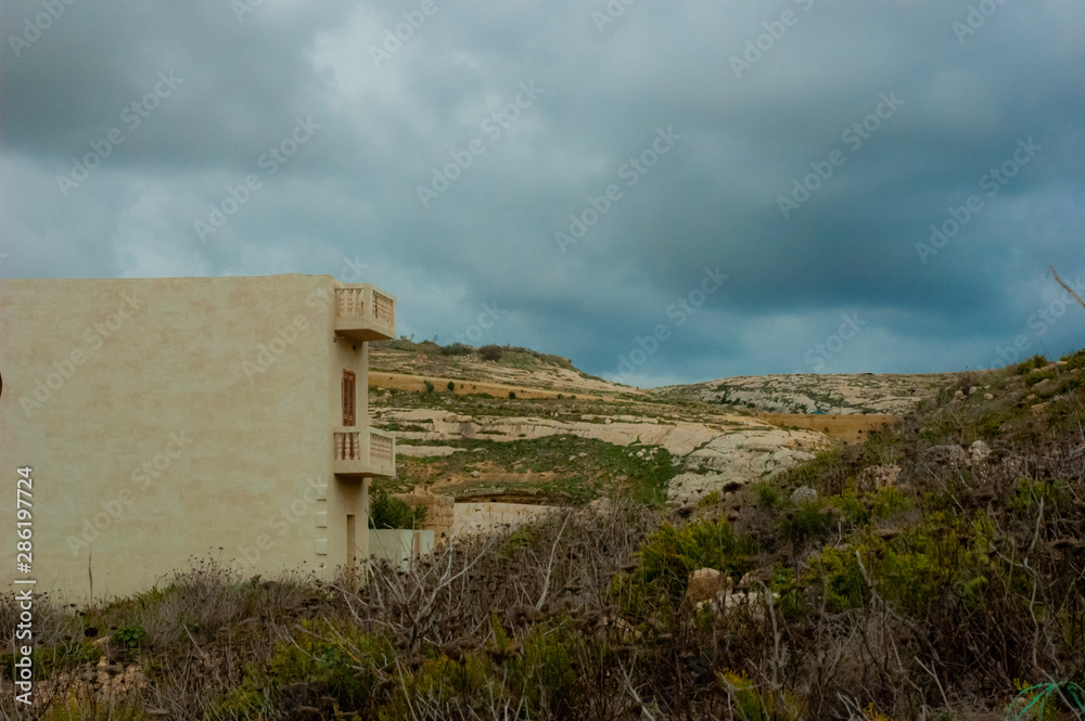 Malta and green landscapes of valley and castles Malta and green landscapes of valley and castles