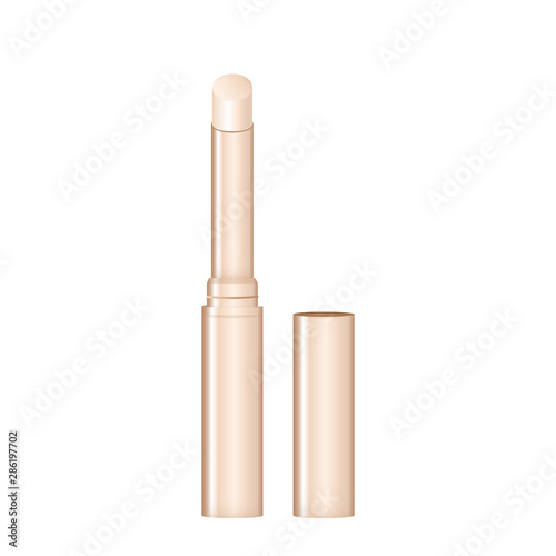 Fashion cosmetic lipstick concealer   illustration mockup on white background. Cosmetic brown package design.