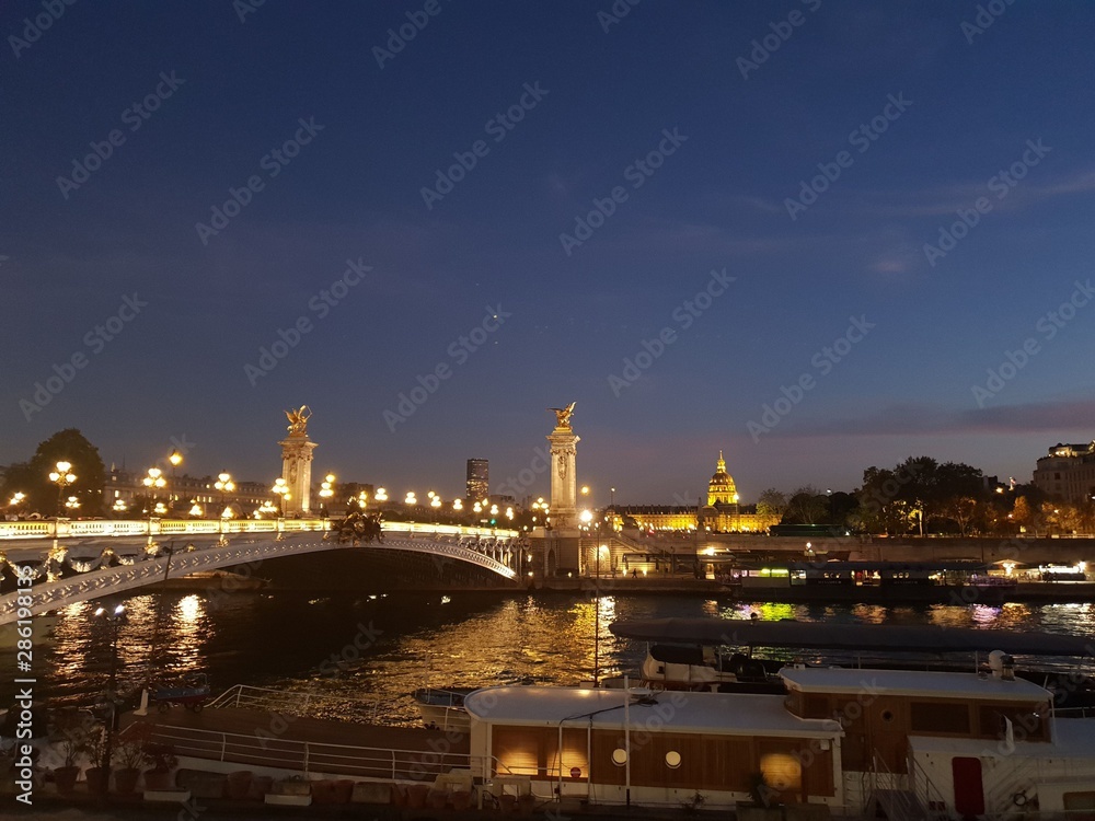 Paris city view at night, France