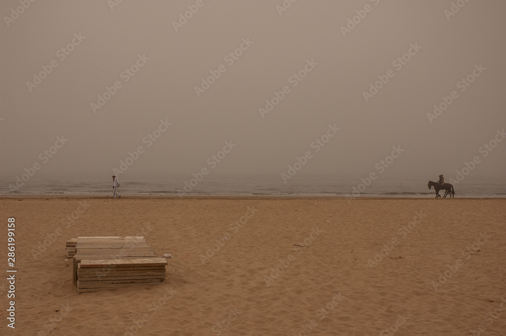 Naklejka premium Lonely sunset beach in Rimini