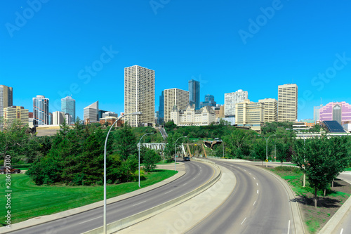 Stunning view of downtown core Edmonton, Alberta, Canada. Taken on sunny summer day.  © TravelT