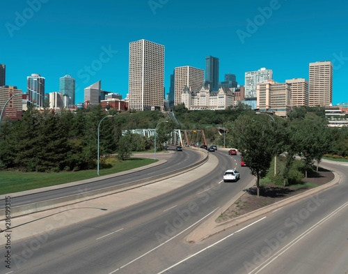 Stunning view of downtown core Edmonton, Alberta, Canada. Taken on sunny summer day. 