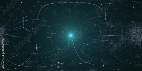Amazing Animation VR 360 3D of Flying through Data Transfer 