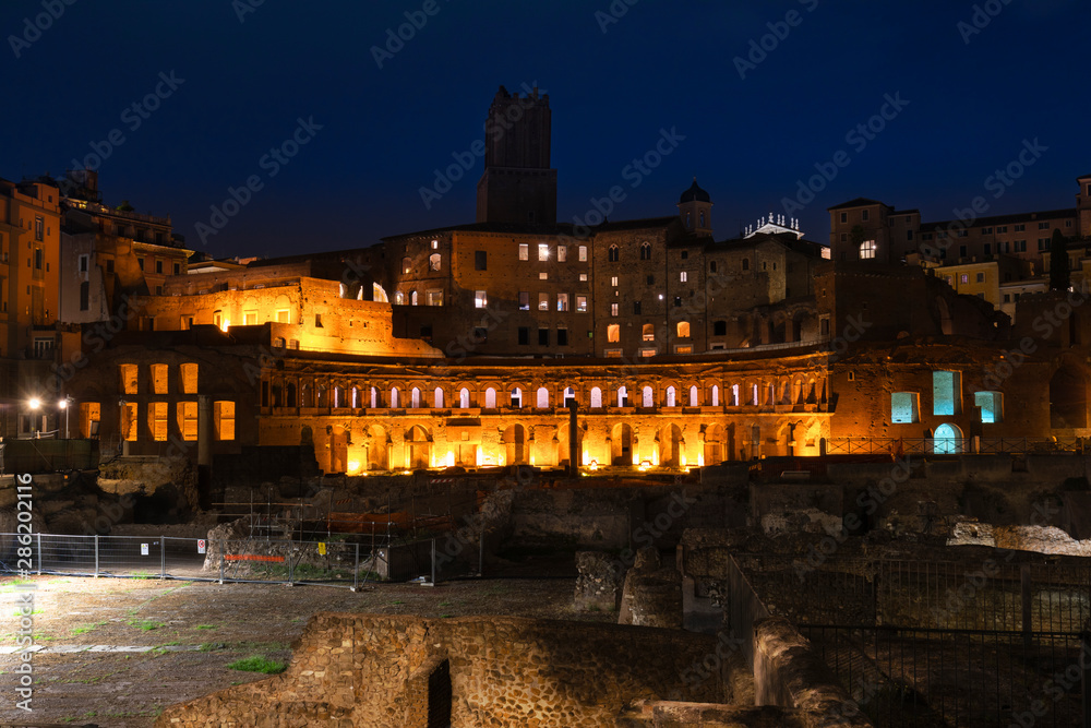 The ruins of shopping buildings on the forum of Trajan Rome Italy