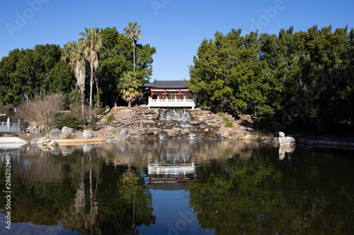 Chinese building near water