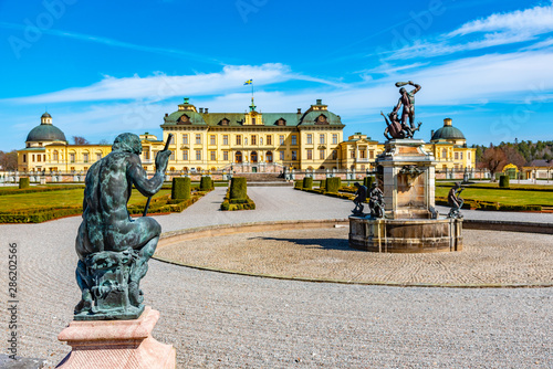 Drottningholm Palace viewed from the royal gardens in Sweden photo