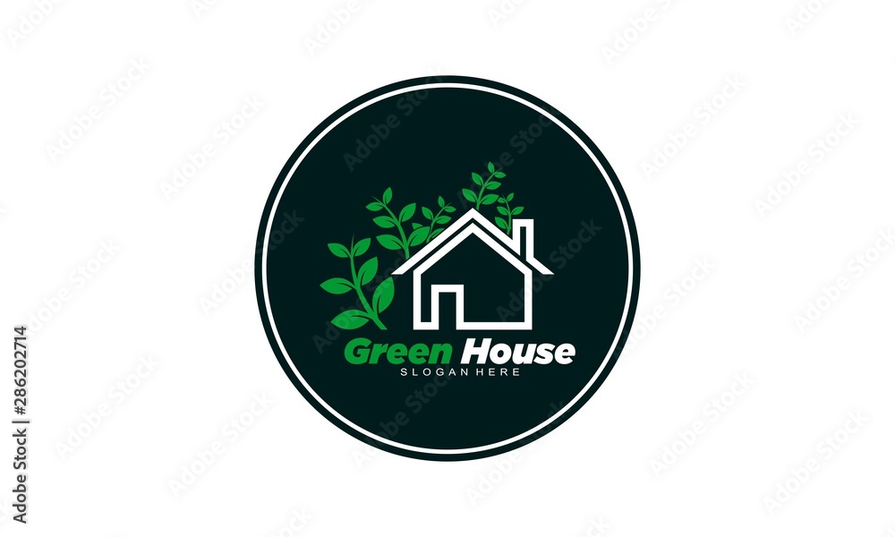 Green house icon logo Green house icon logo