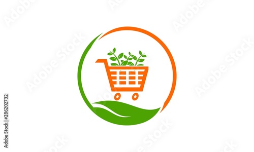 Green shopping logo design