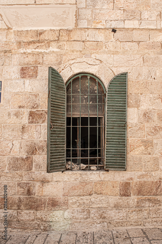 window in brick wall in the Middle East