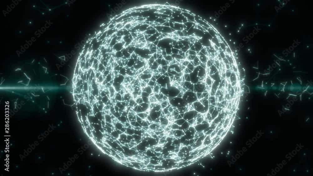 Abstract geometric background with moving lines, dots and triangles. Plexus fantasy abstract technology. Sphere, globe and space in the form of a plexus. 3d rendering animations Abstract geometric background with moving lines, dots and triangles. Plexus fantasy abstract technology. Sphere, globe and space in the form of a plexus. 3d rendering animations