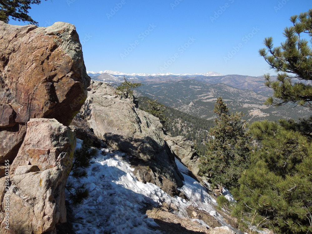 Colorado mountain top trail view