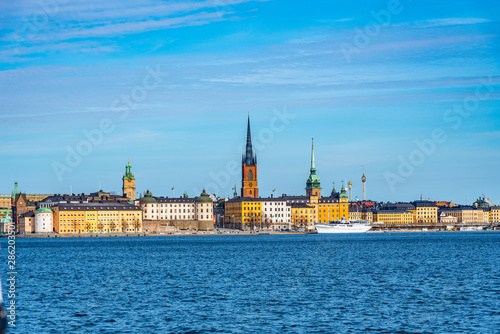 Photography Gamla stan in Stockholm viewed from Lake Malaren, Sweden