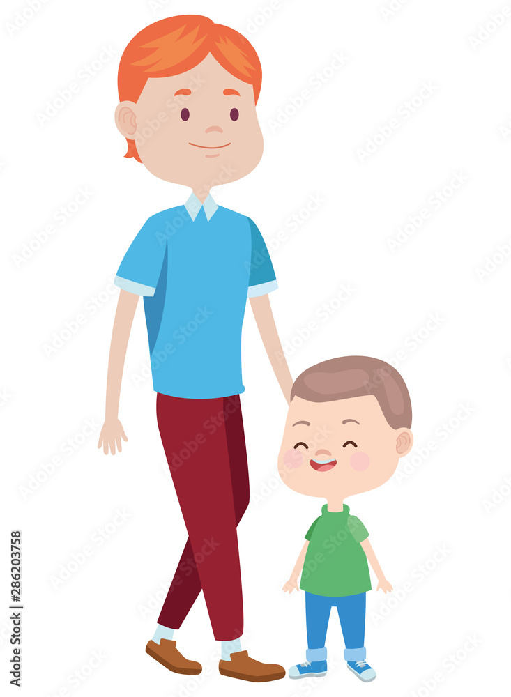 Sungle father with children cartoons Sungle father with children cartoons