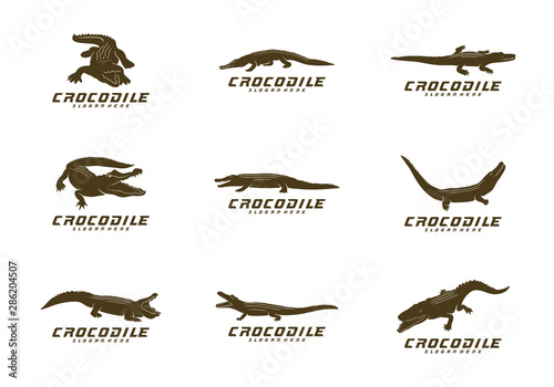 Fototapeta Naklejka Na Ścianę i Meble -  Set of Crocodile Logo Vector. Alligator emblem template Illustration