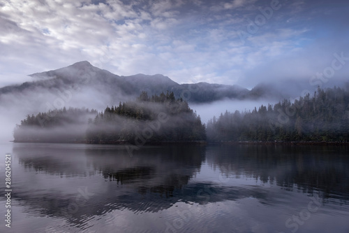 Sunrise and Fog, Warm Springs Bay, Baranof Island, Alaska photo