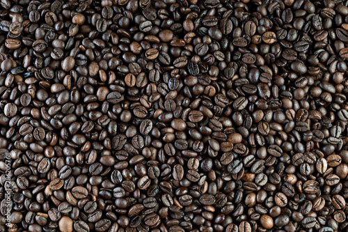 Background of toasted coffee beans. aroma coffee
