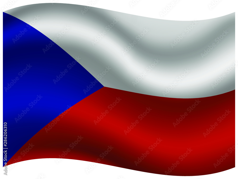 Naklejka premium Czhech Republic Beautiful national flag with waving effects. original colors and proportion. Amazing design vector illustration for web,logo, icon and background.from countries flag set.