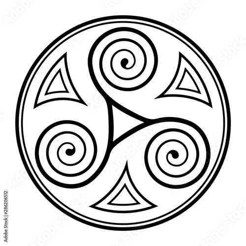 Round spiral celtic vector triskel on white background photo