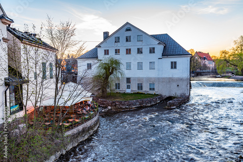 White building of Uppland museum in Uppsala, Sweden photo