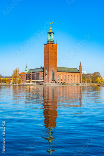 Photography View of the town hall in Stockholm, Sweden