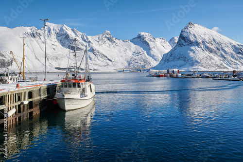 Winter landscape of Norway - fishing port