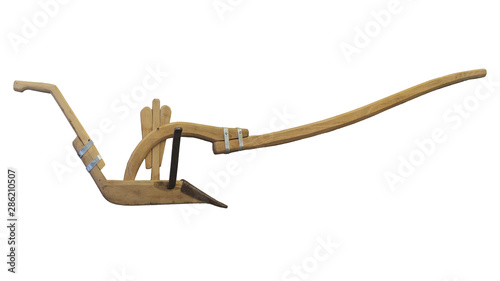 Konstfotografi Roman plow or aratrum. Scale model reenacment