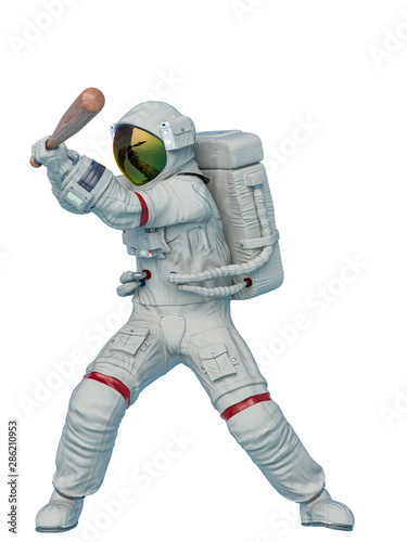 astronaut is playing baseball