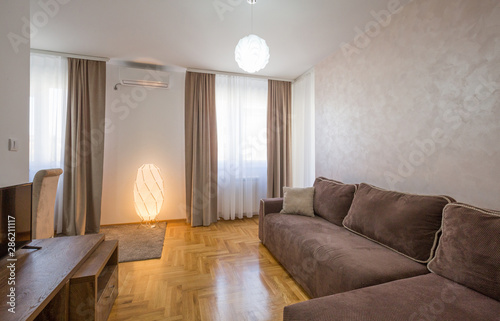 Interior of an open plan apartment  living room