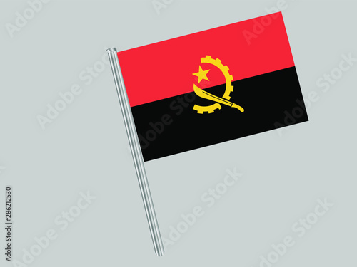 Angola  Flagpole of Beautiful national flag. original colors and proportion. Amazing design vector gparphic illustration for web,logo, icon and background. from countries flag set.
