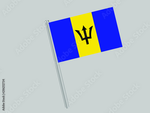  Barbados Flagpole of Beautiful national flag. original colors and proportion. Amazing design vector gparphic illustration for web,logo, icon and background. from countries flag set.
