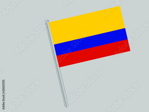 Colombia Flagpole of Beautiful national flag. original colors and proportion. Amazing design vector gparphic illustration for web,logo, icon and background. from countries flag set.