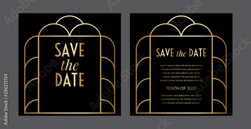 Art Deco Save the Date Wedding Border Invitation Design