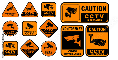  Set of Various Security Camera or cctv for street, home and building concept.   easy to modify