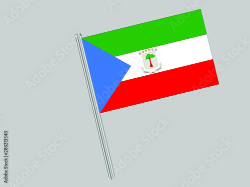 Equatorial Guinea  Flagpole of Beautiful national flag. original colors and proportion. Amazing design vector gparphic illustration for web,logo, icon and background. from countries flag set.